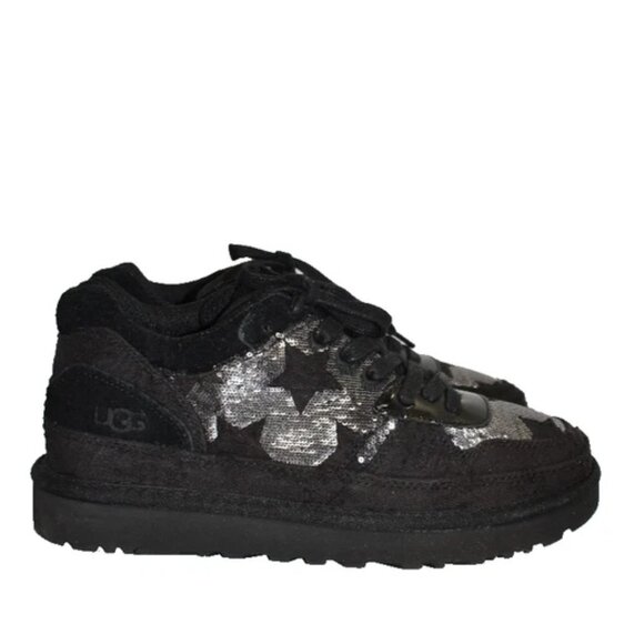 $180 UGG WOMENS HIGHLAND BLING SEQUIN STARS SNEAKER BOOT BLACK SUEDE 8.5 (DC10) - Picture 2 of 6